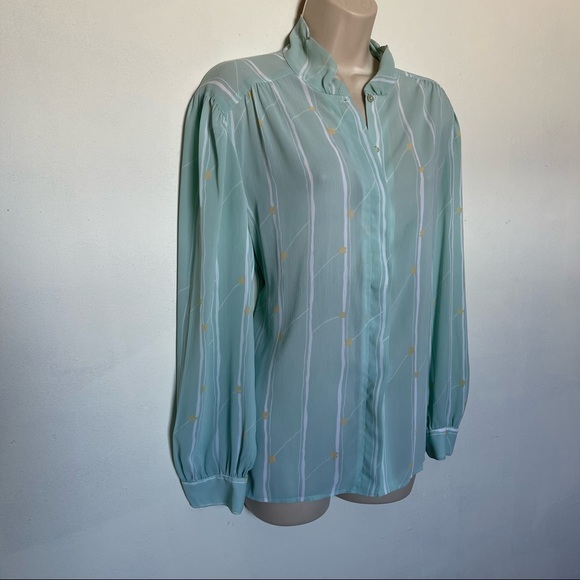 Vintage Secretary Geek Style Botton Down Blouse 14 (binWWW) - Picture 1 of 7